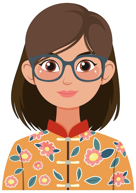 Mujer con traje tradicional de flores