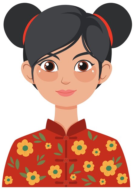 Mujer con traje tradicional de flores