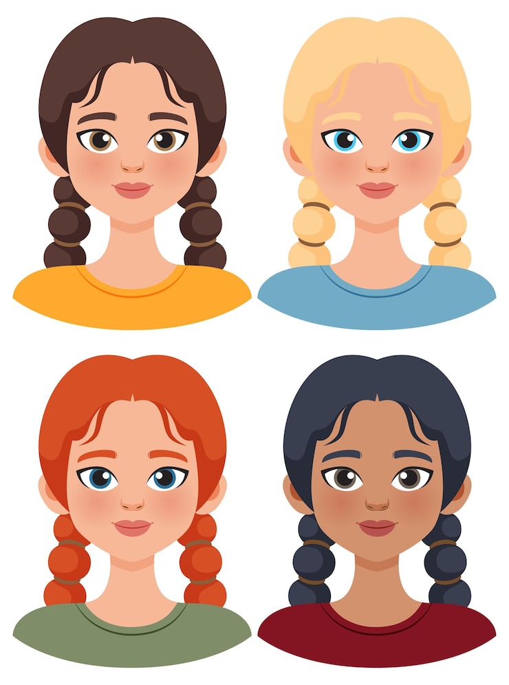 Vector gratuito mujeres diversas con el cabello trenzado