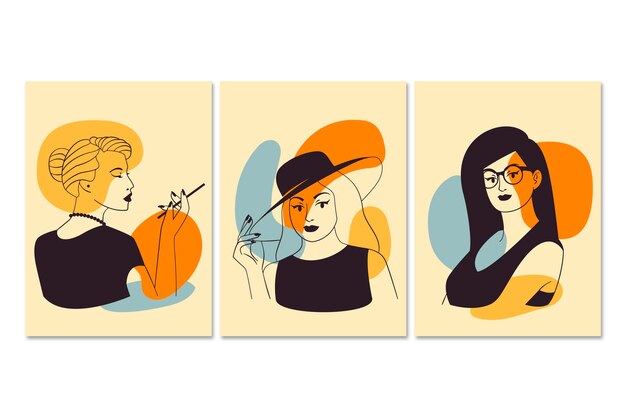 Mujeres en un elegante estilo de arte lineal
