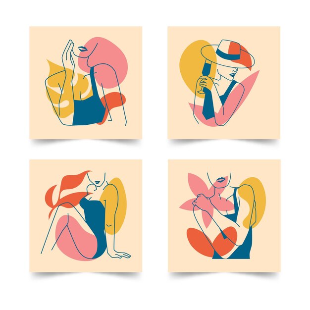 Mujeres en un elegante estilo de arte lineal