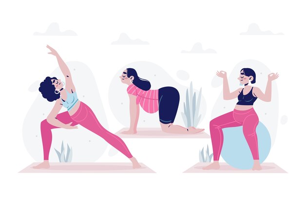 Mujeres embarazadas haciendo yoga