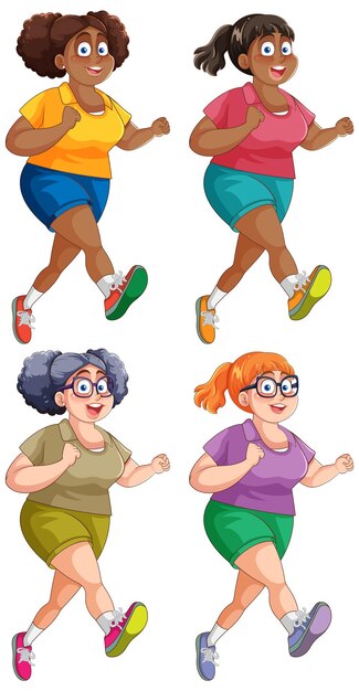 Mujeres gorditas corriendo colección de ejercicios