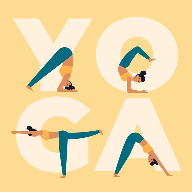 Mujeres haciendo yoga diseño plano