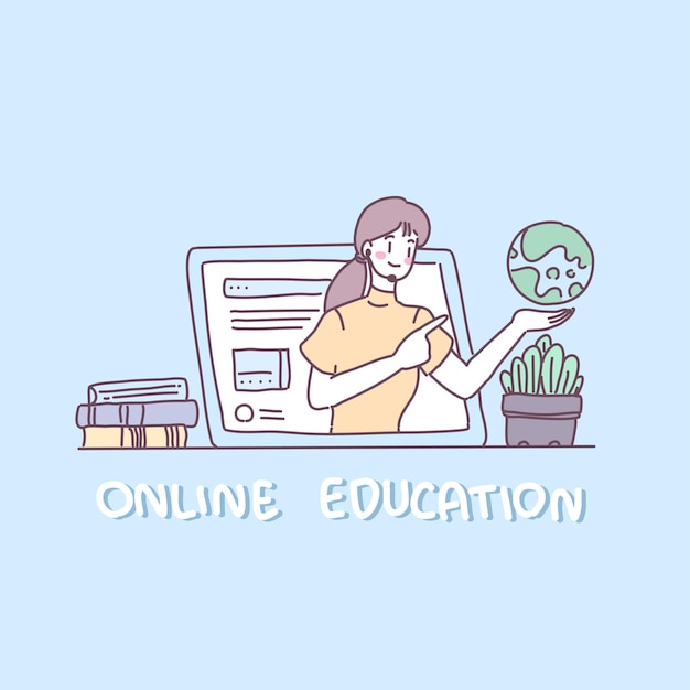 Las mujeres jóvenes usan la computadora portátil en vivo para enseñar libros