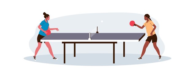 Mujeres jugando tenis de mesa