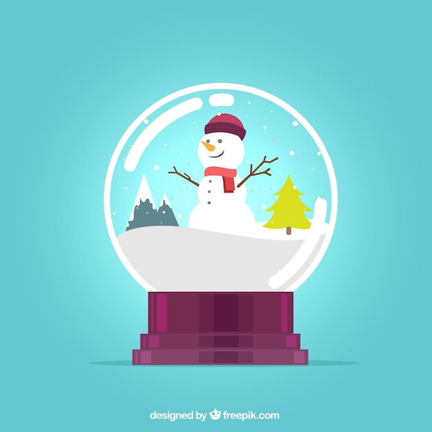 muñeco de nieve feliz dentro de una bola de nieve
