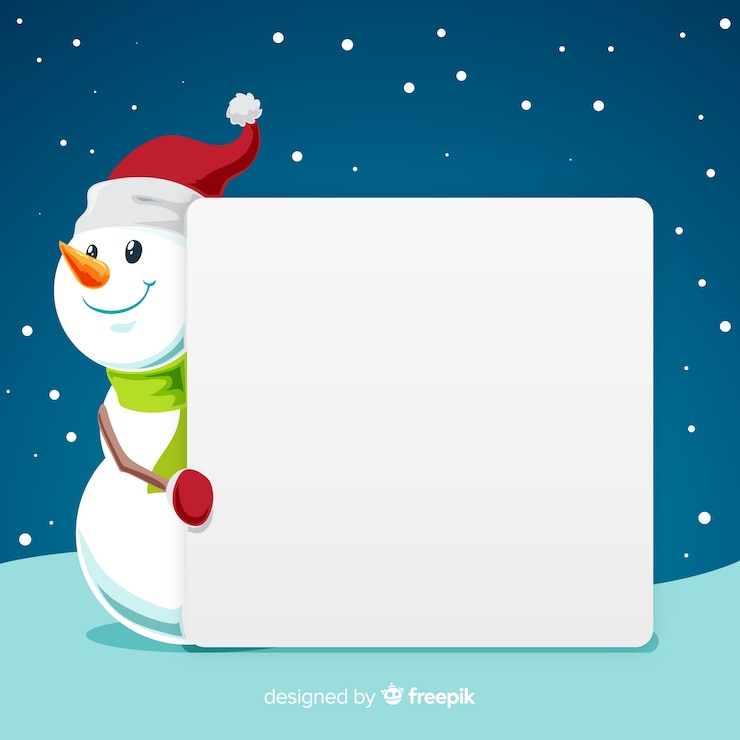 Vector gratuito muñeco de nieve con signo en blanco