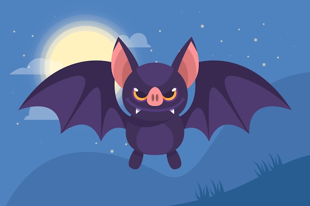 Vector gratuito murciélago de halloween de diseño plano