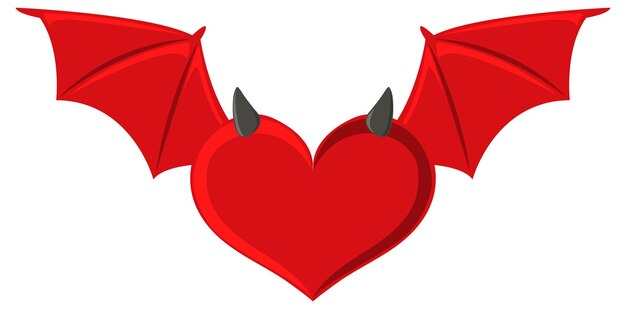 Murciélago rojo con forma de corazón sobre fondo blanco.