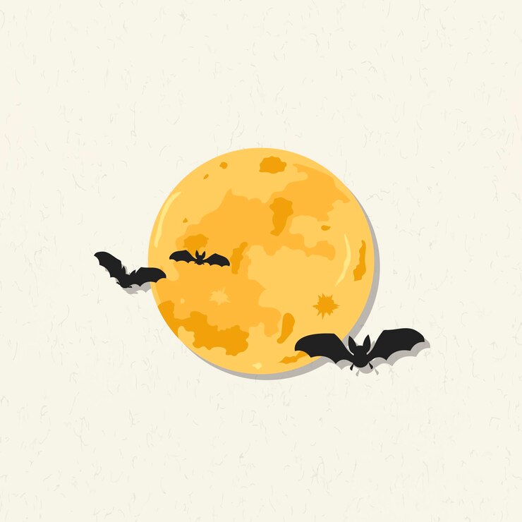 Vector gratuito murciélagos con un vector de elemento de luna llena