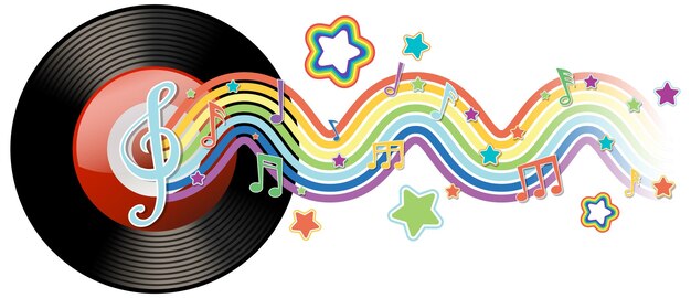 Música colorida y ilustraciones en vinilo