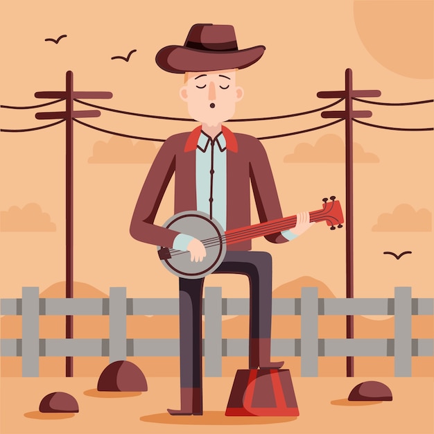 Vector gratuito música dibujada a mano ilustración de música country plana