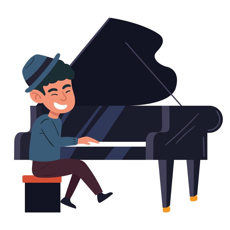 Vector gratuito músico de jazz tocando el piano