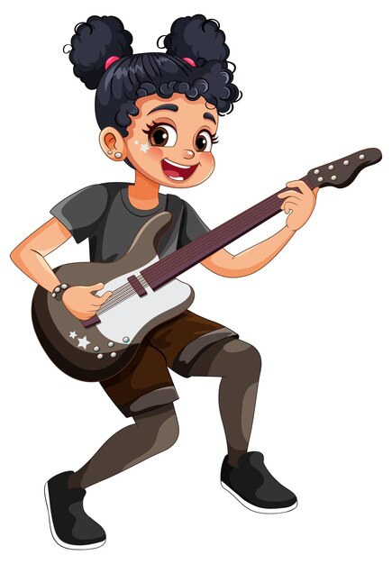 Músico de rock femenino tocando el bajo