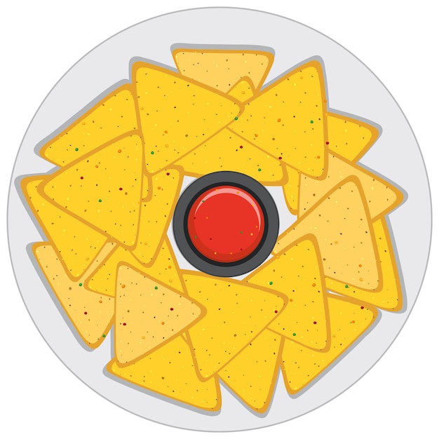 Vector gratuito nachos chips con salsa dip