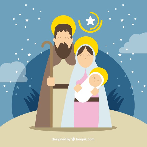 Nacimiento bonito en estilo plano