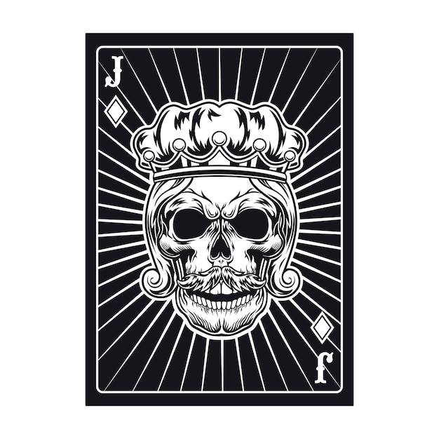 Vector gratuito naipes con calavera de gato. diamante