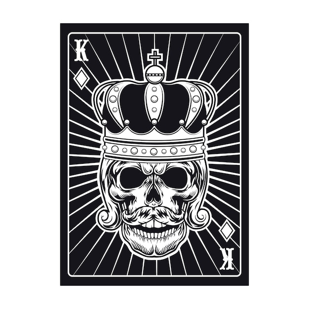 Vector gratuito naipes con calavera. rey negro