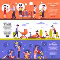 Vector gratuito nanny banners set