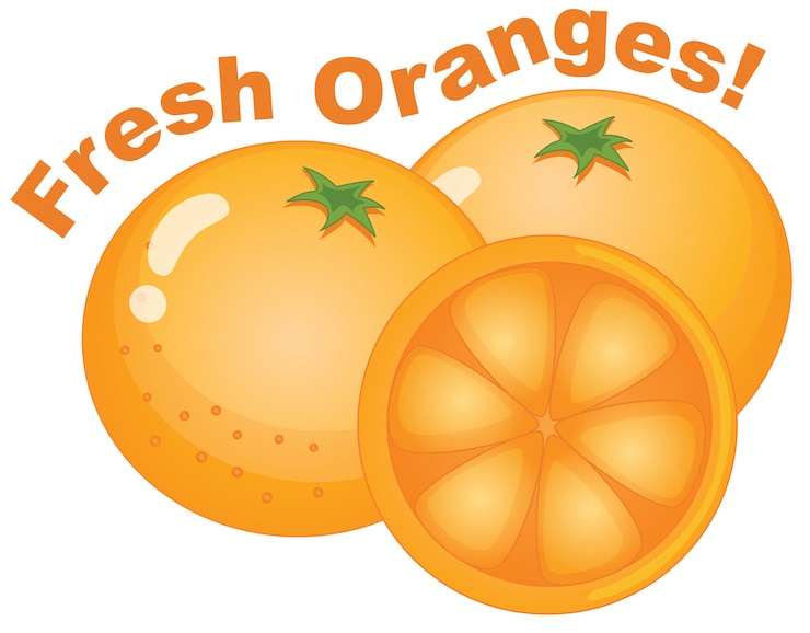 Vector gratuito naranja fresca sobre fondo blanco.
