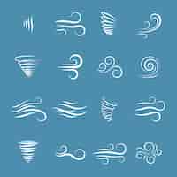 Vector gratuito naturaleza de los iconos de viento, onda que fluye, clima fresco, clima y movimiento, ilustración vectorial