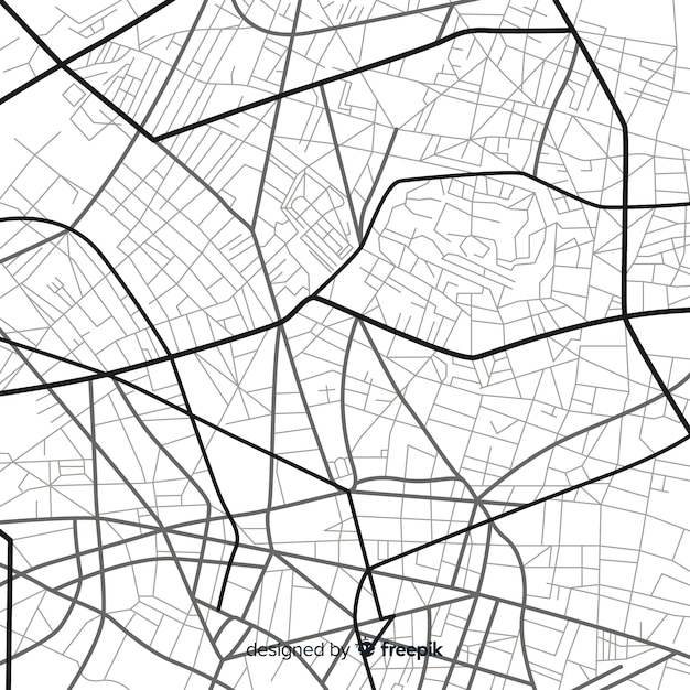 Vector gratuito navegación de la ciudad en blanco y negro en el mapa