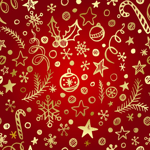 Navidad y año nuevo dorado de patrones sin fisuras EPS 10