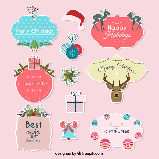 Vector gratuito navidad colección de etiquetas