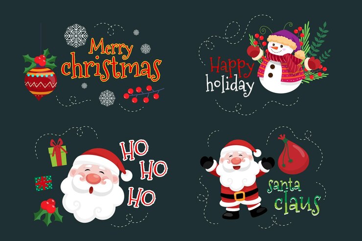 Vector gratuito navidad y feliz año nuevo desea etiquetas e insignias
