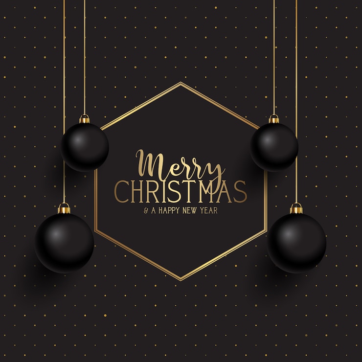 Vector gratuito navidad negra y dorada