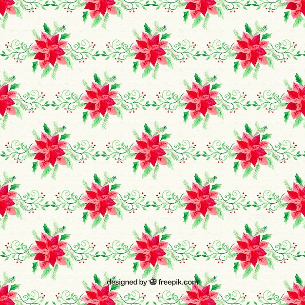 Vector gratuito navidad patrón floral de la acuarela