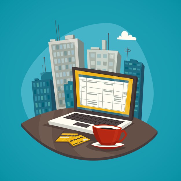 Negocio conjunto de concepto de diseño de lugar de trabajo