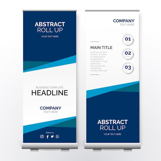 Negocio moderno Roll Up banner con formas de papel