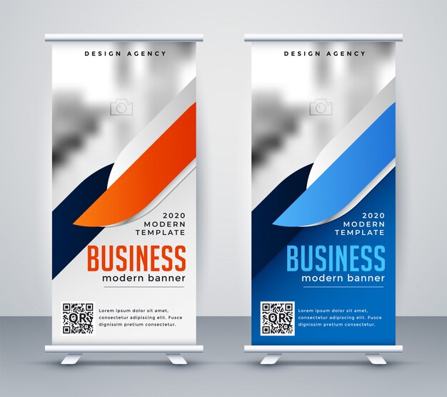 Negocio moderno roll up banner plantilla de diseño