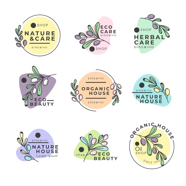 Negocio natural en paquete de logotipo de estilo minimalista