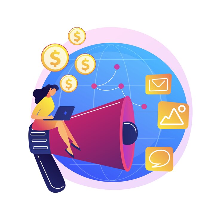 Vector gratuito negocio online intercontinental, empresa internacional, promoción en internet. personaje de dibujos animados de empresaria. sucursales de firmas africanas y americanas