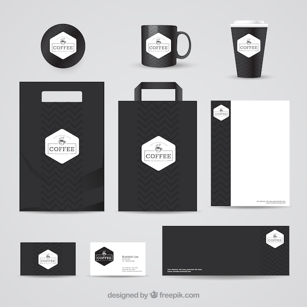 Vector gratuito negro café de papelería