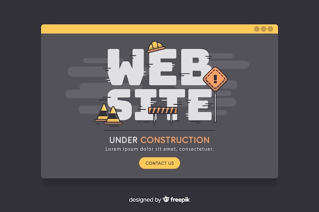 Negro en construcción plana sitio web