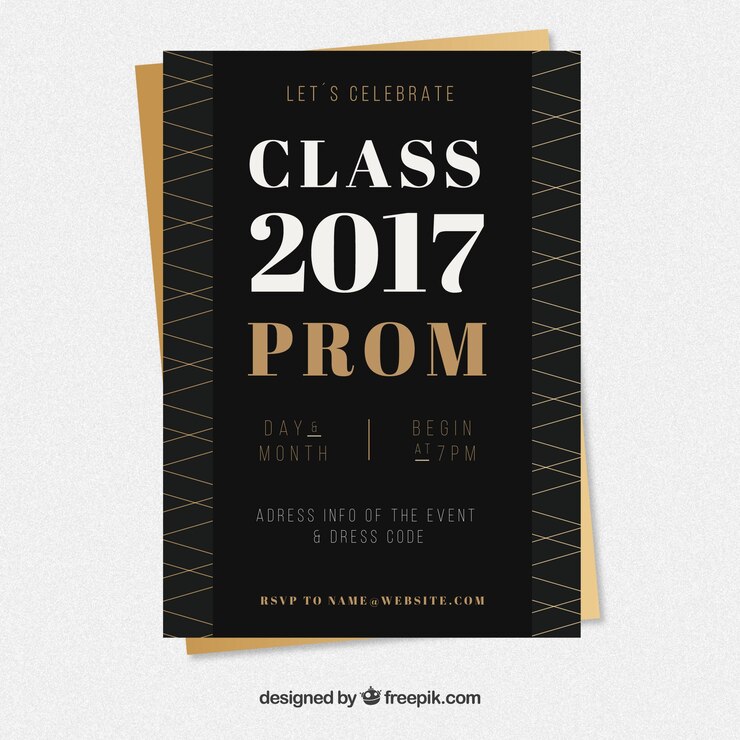 Vector gratuito negro y dorado cartel de fiesta de graduación