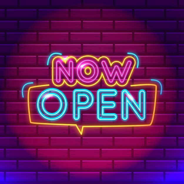 Neón estamos abiertos letrero