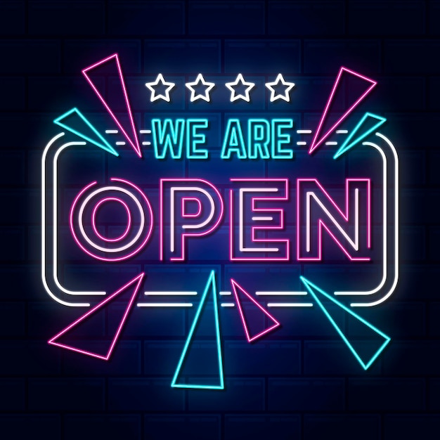 Neón estamos abiertos letrero
