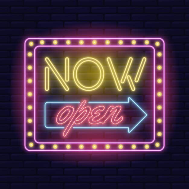 Neón estamos abiertos letrero