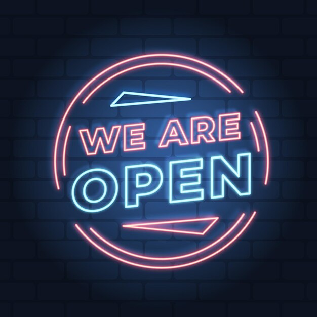Neón estamos abiertos letrero