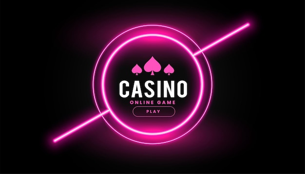 Vector gratuito neon estilo casino juego de póquer bandera jugar y ganar un gran premio