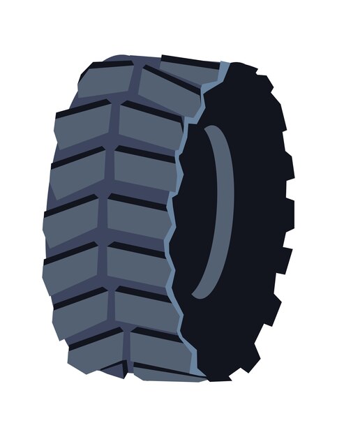 Neumático de caucho negro para transporte por carretera, ilustración vectorial de dibujos animados aislado en blanco