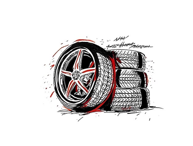 El neumático de la rueda de un automóvil aislado en la ilustración blanca de Vector
