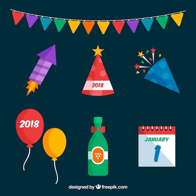Vector gratuito new year party elements