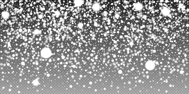 La nieve de fondo transparente es una nevada con copos de nieve blancos Ilustración vectorial