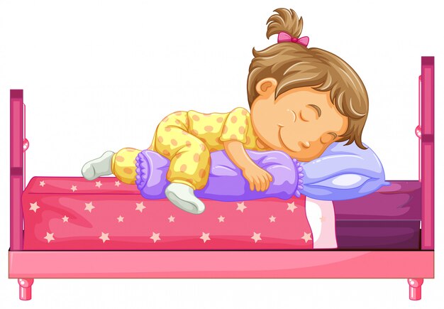 Niña acostada en la cama